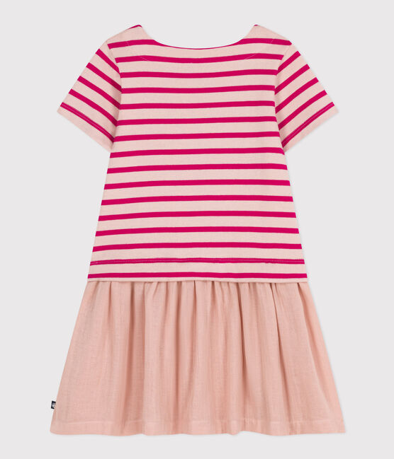 Little Girls' Short-Sleeved Thick Jersey and Cotton Gauze Dress SALINE /DELHI