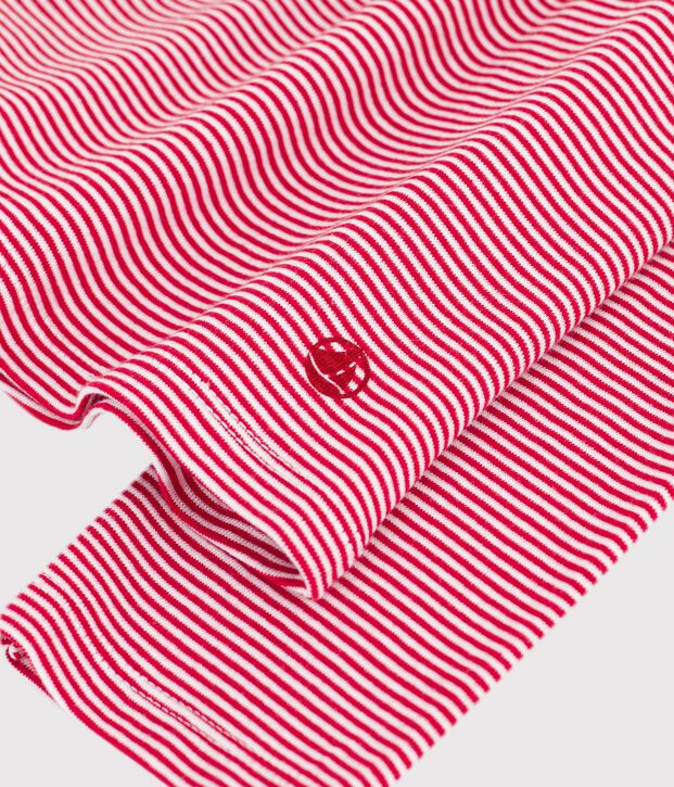 Women's long-sleeved stripy cotton T-shirt red/white