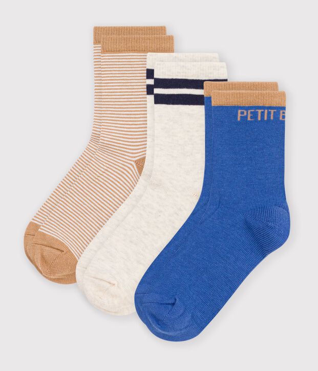 3 pairs of children's stripy cotton socks multicolor