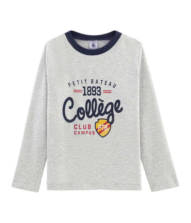 Boys' Long-Sleeved Screen Printed T-shirt grey