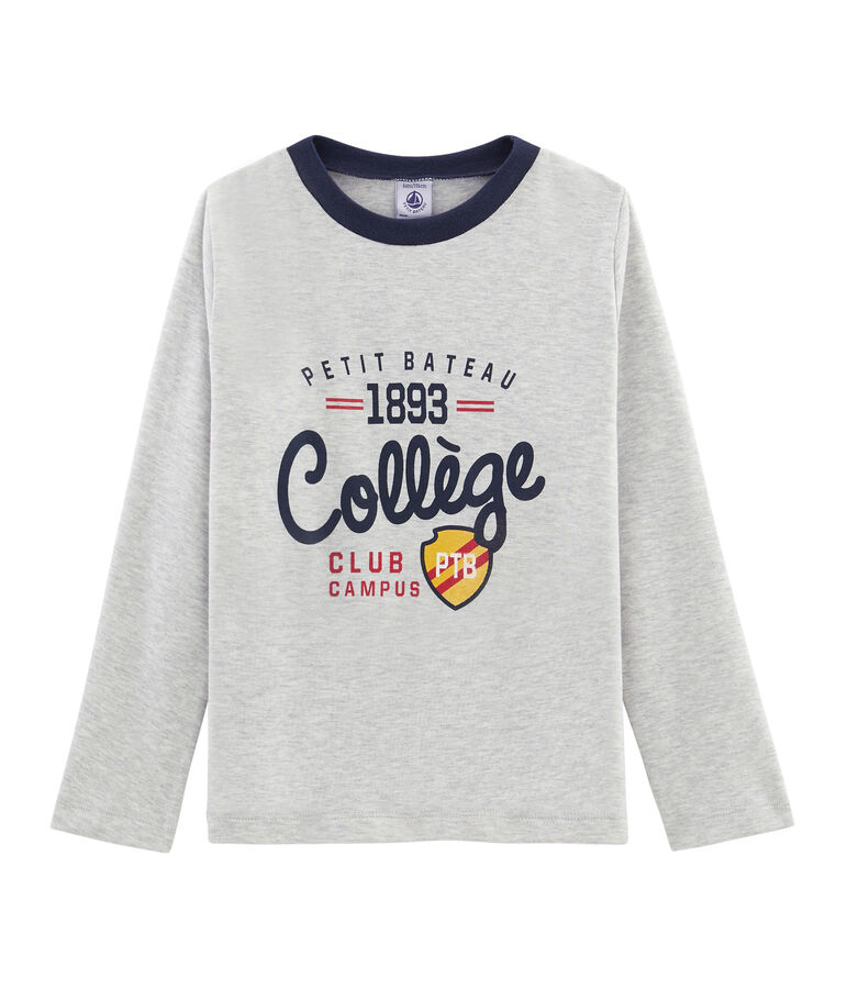 Boys' Long-Sleeved Screen Printed T-shirt BELUGA CHINE grey