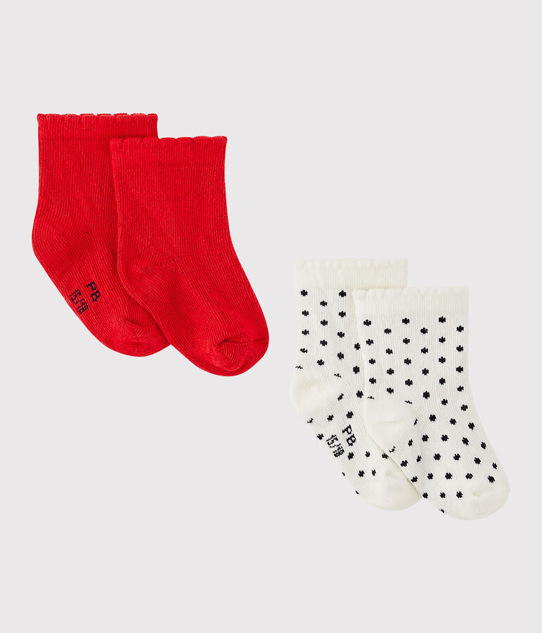 Set of 2 pairs of baby girl's socks white