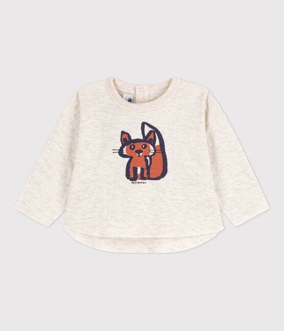 Babies' Long-Sleeved tube Knit T-Shirt MONTELIMAR CHINE beige