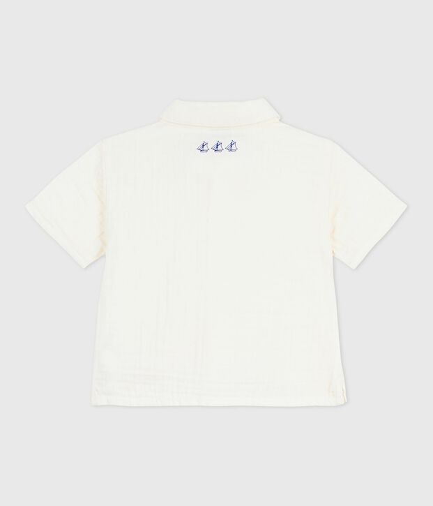 Plain, short-sleeved cotton baby shirt white