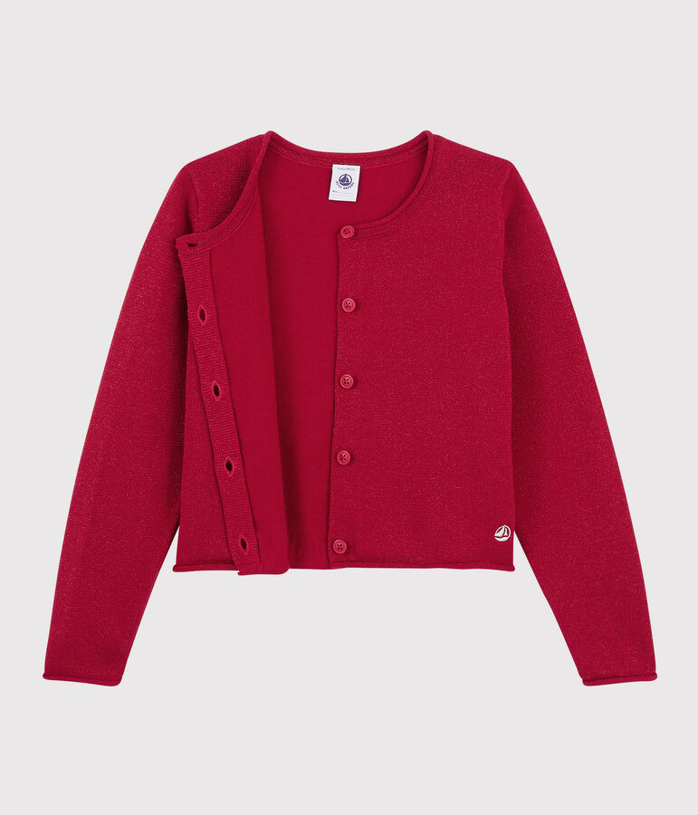 Girls' Cotton Cardigan TERKUIT BRILLANT red