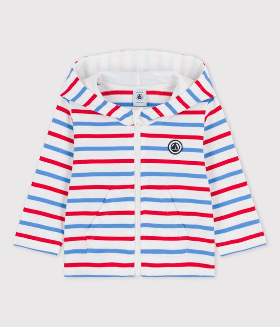 Babies' Striped Thick Jersey Hoodie MARSHMALLOW white/MULTICO white
