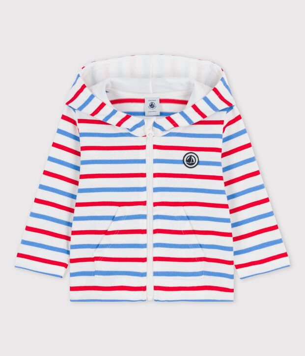 Babies' Striped Thick Jersey Hoodie white/multicolor