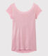 Women's iridescent linen tee with cowl neck at the back