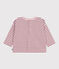 Babies' long-sleeved stripy cotton T-Shirt MILK red/AMARANTE