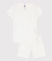 Girls' Spotted Cotton Short Pyjamas MARSHMALLOW /BOB