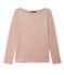 Women's long-sleeved lacquered linen tee ROSE pink/ARGENT grey