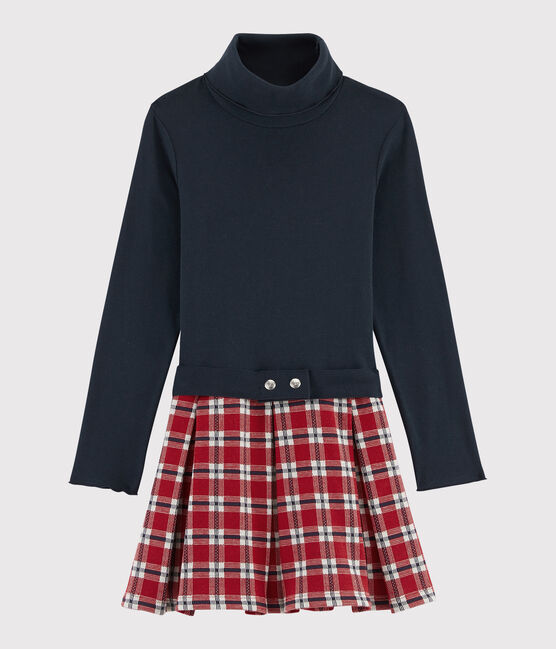 Girl's Long-sleeved Dress SMOKING blue/MULTICO white