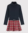 Girl's Long-sleeved Dress SMOKING blue/MULTICO white