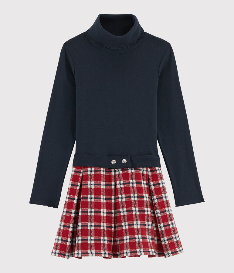 Girl's Long-sleeved Dress SMOKING blue/MULTICO white