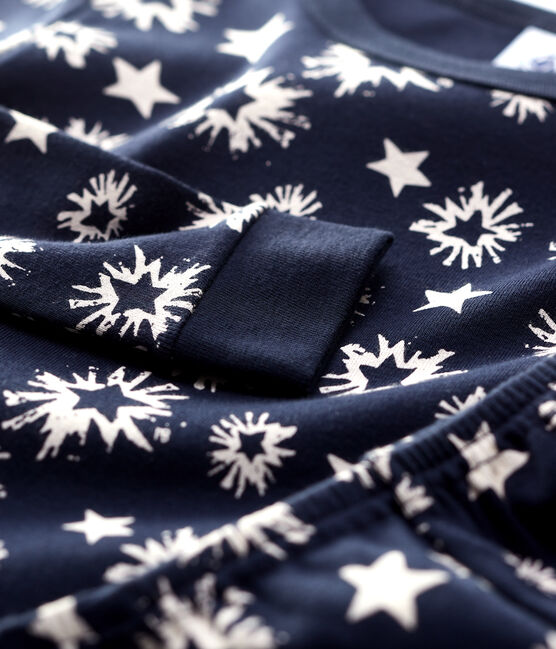 Boys' Snugfit Star Print Pyjamas SMOKING blue/MARSHMALLOW white