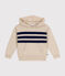 Boys' wool and cotton hooded jumper AVALANCHE white/MEDIEVAL