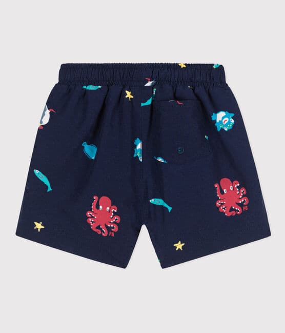 Babies' Recycled Fabric Swim Shorts MEDIEVAL blue/MULTICO white
