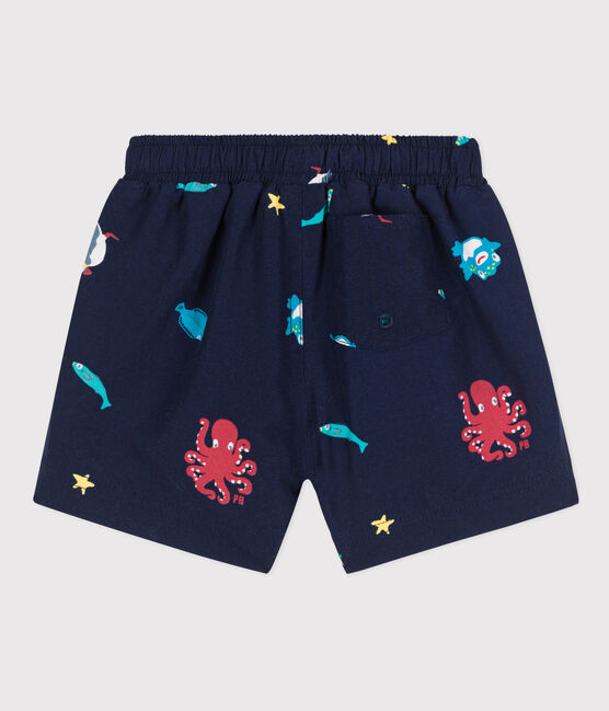 Babies' Recycled Fabric Swim Shorts MEDIEVAL blue/MULTICO white