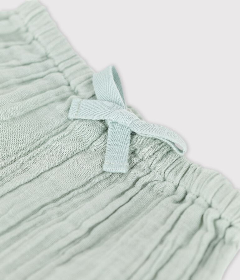Babies' Plain Organic Cotton Gauze Harem Pants HERBIER green