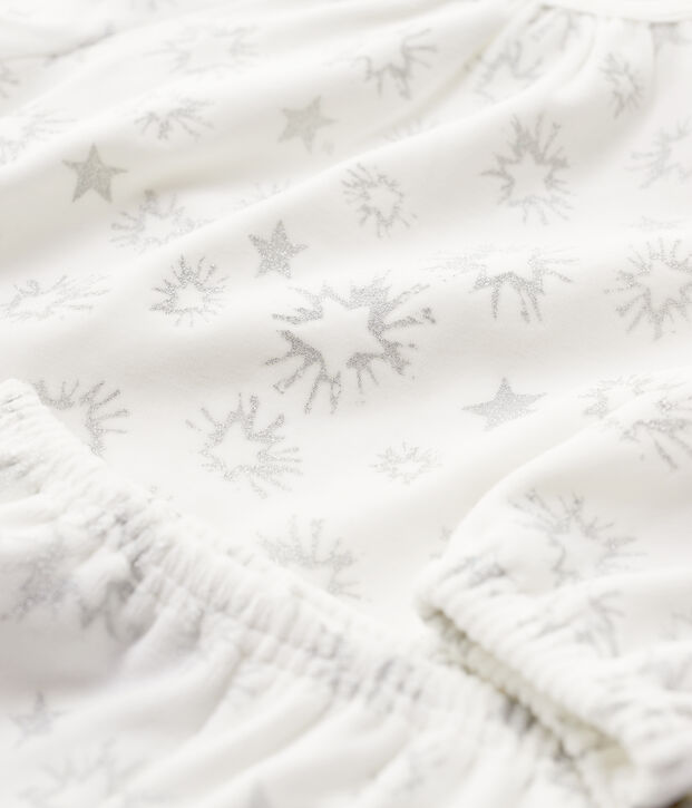 Girls' Star Print Velour Pyjamas white/grey