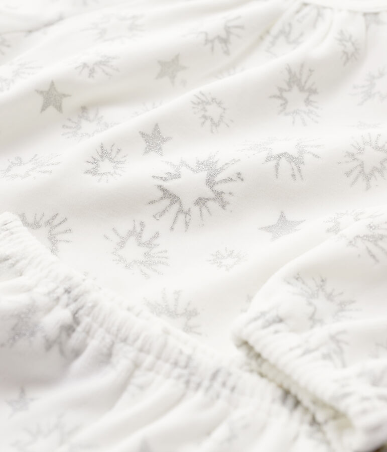 Girls' Star Print Velour Pyjamas white/grey