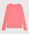 Women's long sleeved plain cotton T-shirt FLAMAND pink