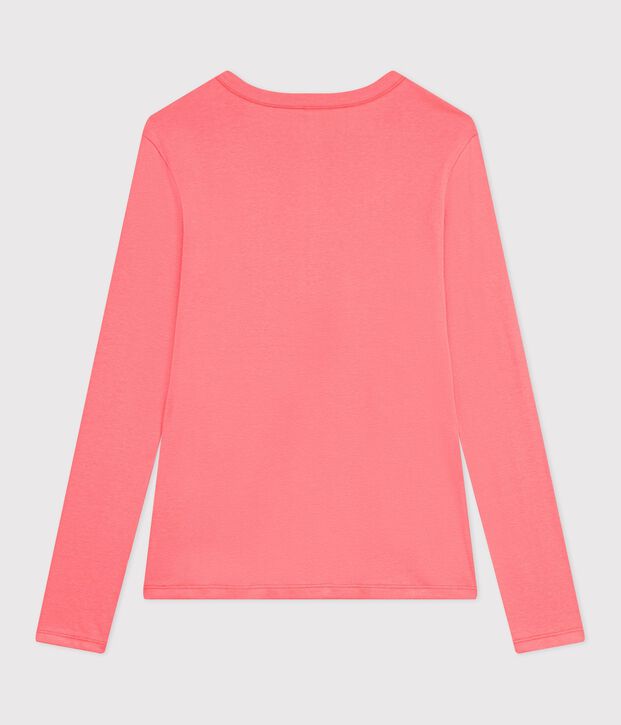 Women's long sleeved plain cotton T-shirt pink
