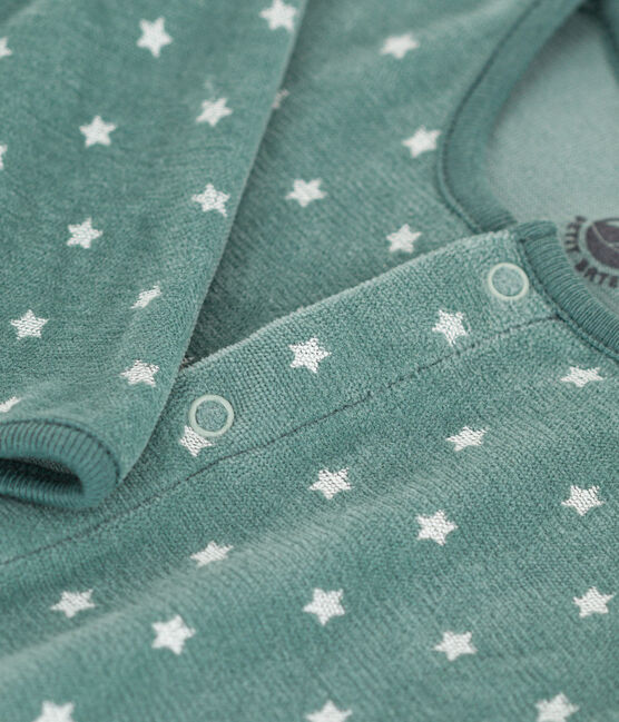 Babies' Starry Velour Pyjamas BRUT blue/MARSHMALLOW white