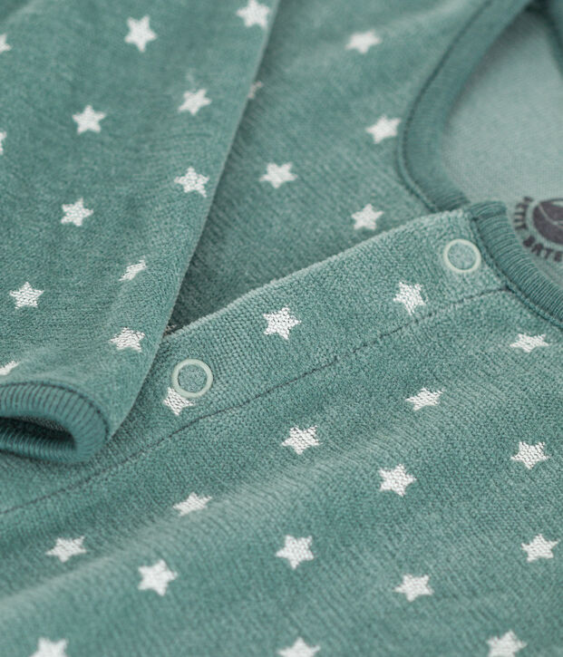 Babies' Starry Velour Pyjamas green/white