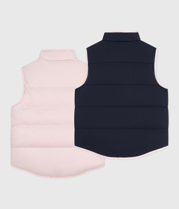 Children's reversible two-tone sleeveless puffer jacket pink/blue