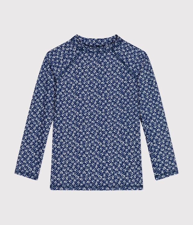 Girls' Anti-UV T-shirt blue/white