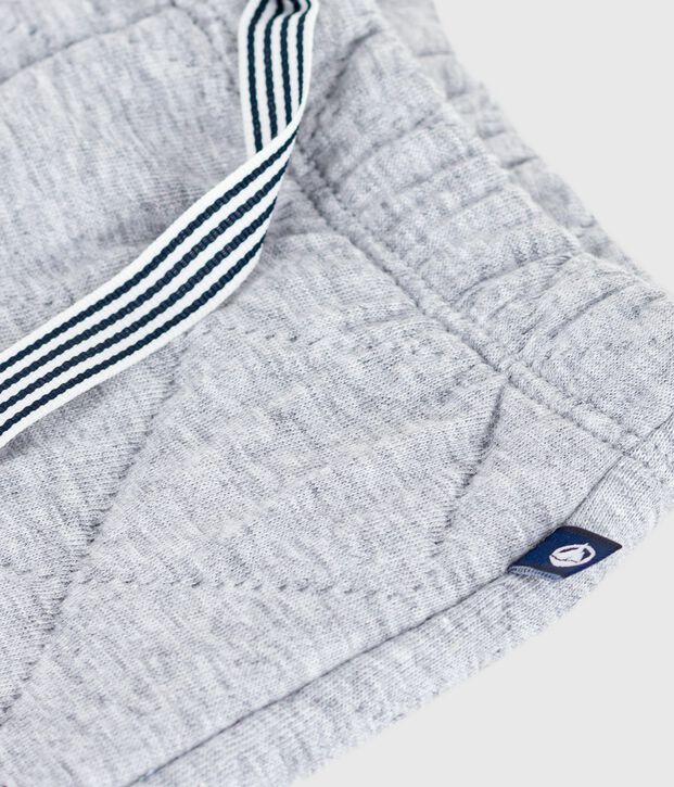 Babies' plain thick cotton trousers grey