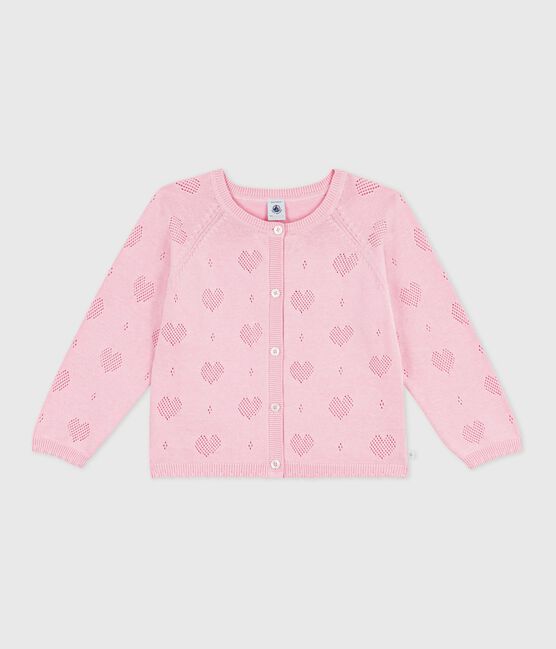 Children's plain cotton cardigan MARQUISE pink