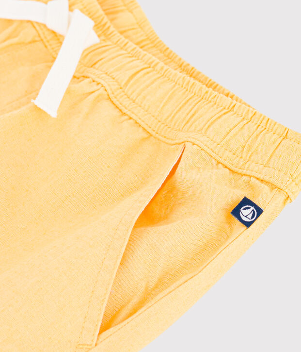 Children's Bermuda shorts in plain cotton yellow