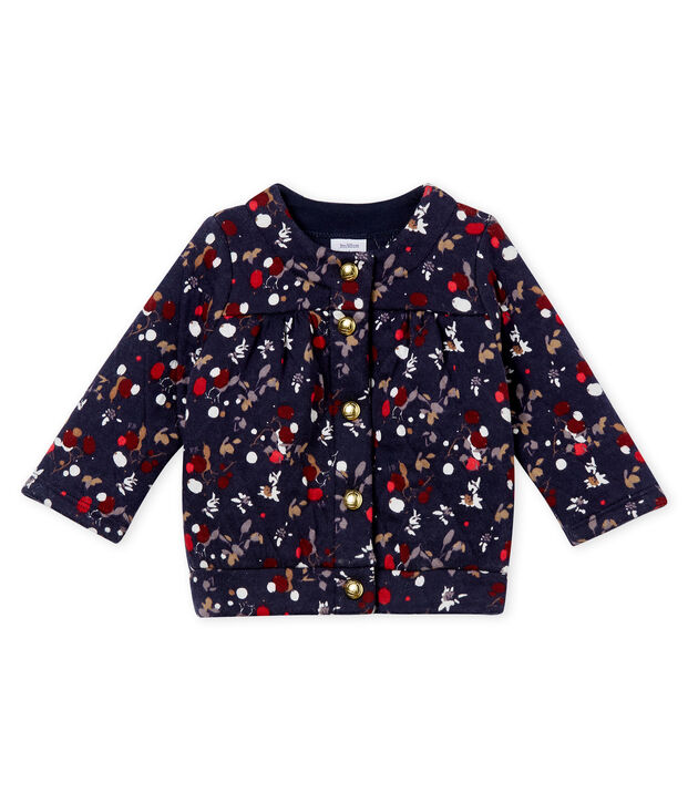 Baby girl's printed quilted cotton tubic cardigan blue/multicolor