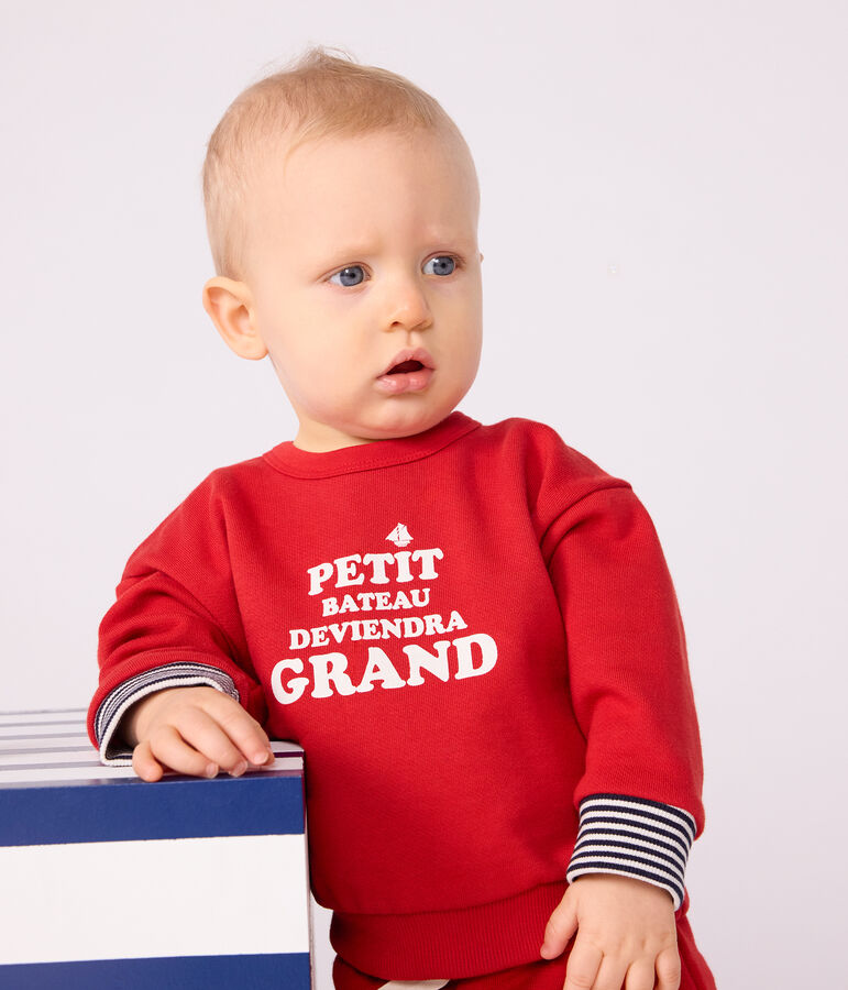 Babies' patterned cotton sweatshirt red