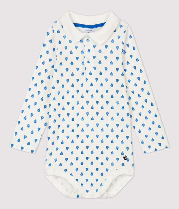 Babies' Cotton Bodysuit white/blue