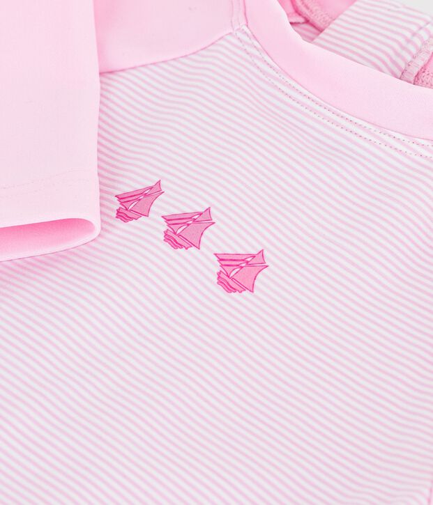 Babies' UV-protection swimming onesie pink/white