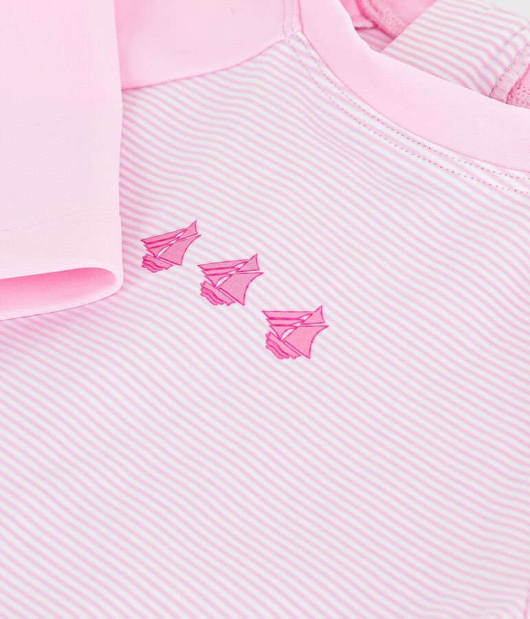 Babies' UV-protection swimming onesie pink/white