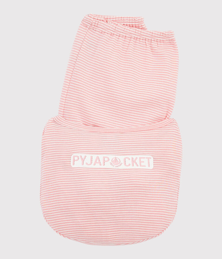 Girls' pinstriped ribbed pyjamas. GRETEL pink/MARSHMALLOW white