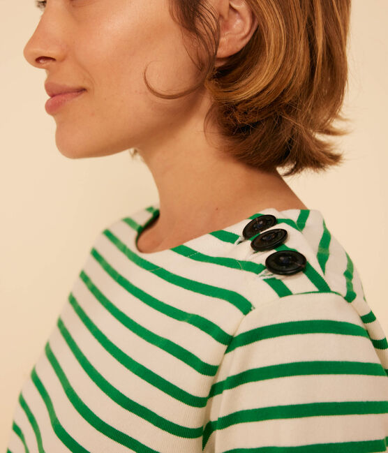Women's Buttoned Cotton Breton Top AVALANCHE /PRADO