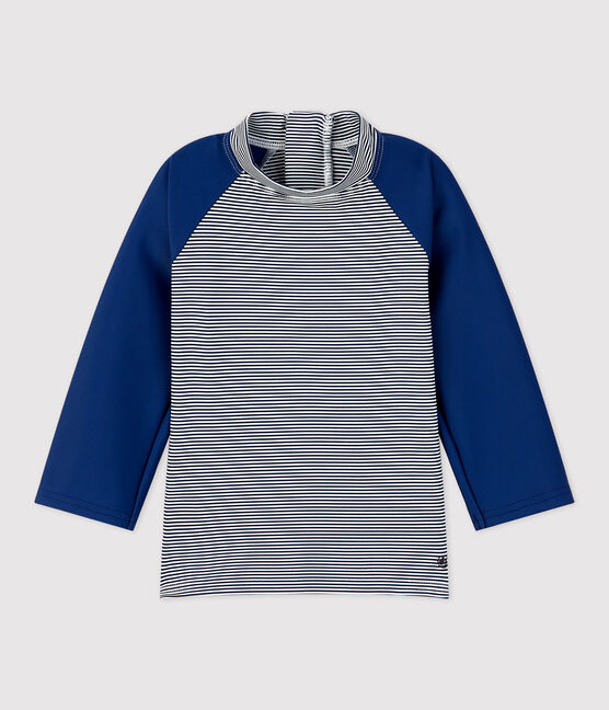 Babies' UV-Resistant Recycled T-Shirt MEDIEVAL blue/MARSHMALLOW white