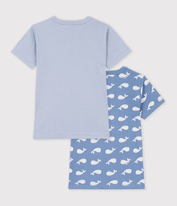 Pack of children's short-sleeved whale-print cotton T-shirts multicolor