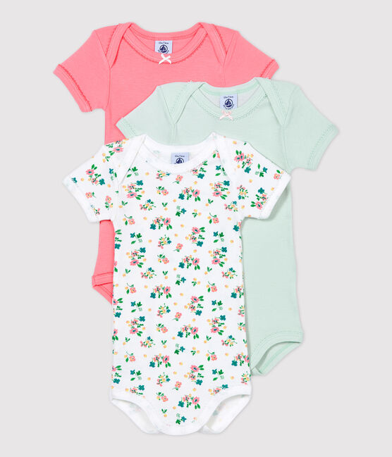 Baby Girls' Short-Sleeved Floral Organic Cotton Bodysuits - 3-Pack variante 1