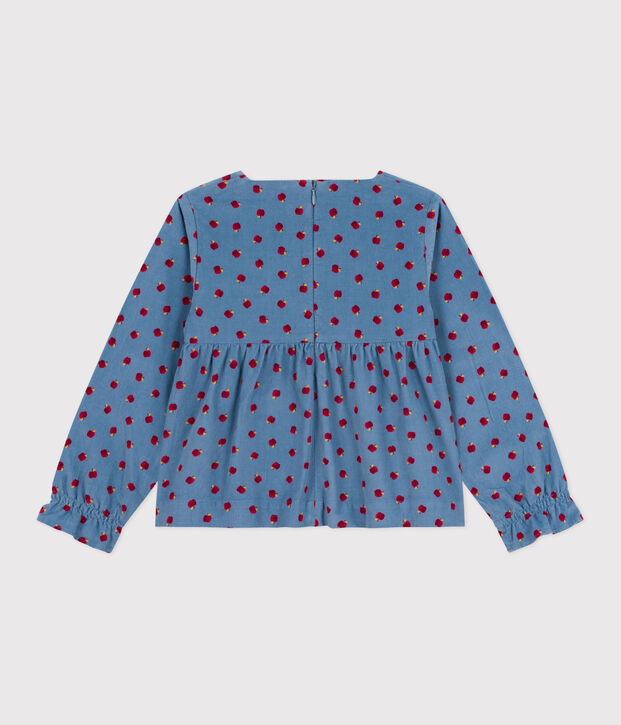 Children's long-sleeved printed corduroy blouse blue/multicolor