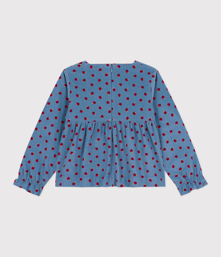 Children's long-sleeved printed corduroy blouse blue/multicolor