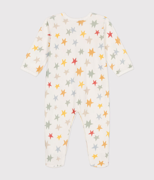 Babies' star print velour pyjamas white/multicolor