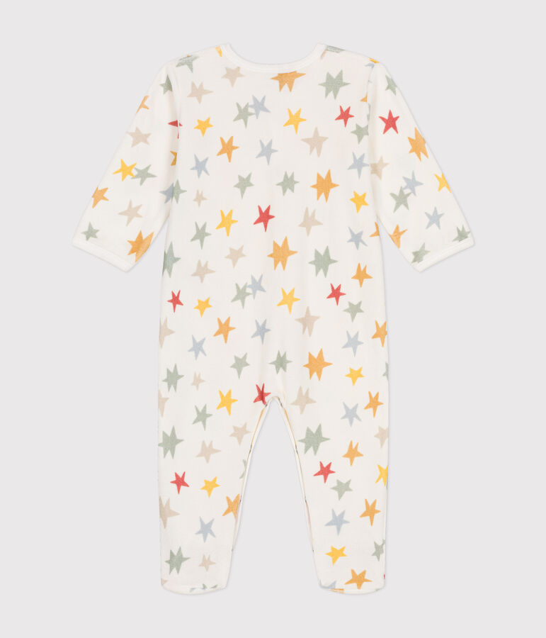 Babies' star print velour pyjamas white/multicolor