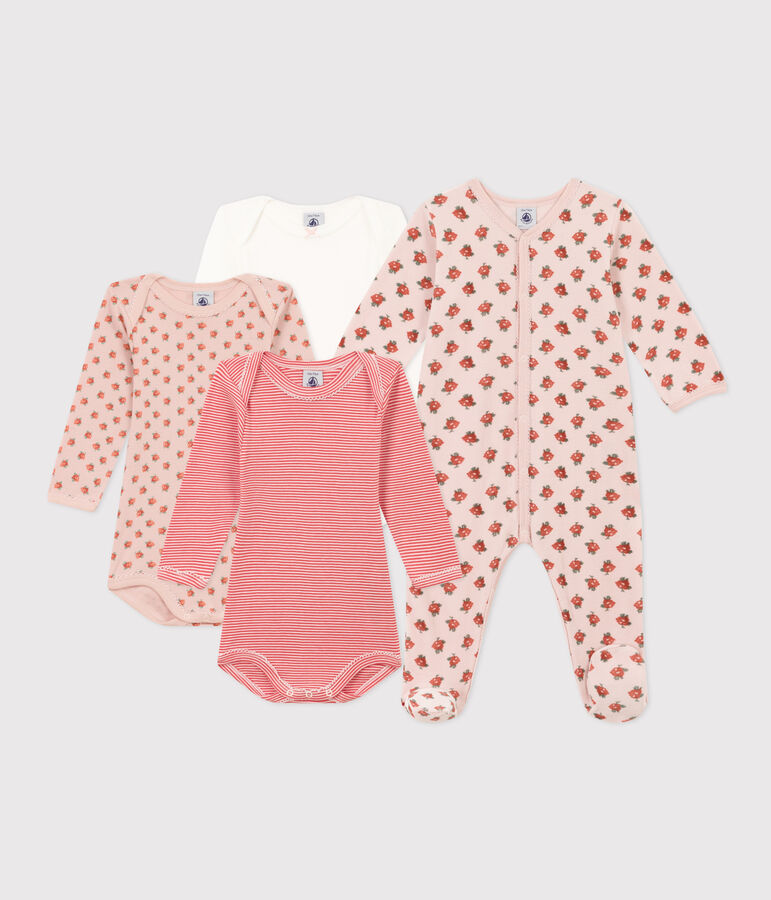 Babies' Pyjamas and 3-Pack of Floral Bodysuits multicolor