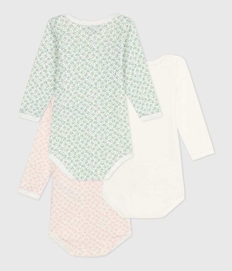 Babies' long-sleeved floral cotton bodysuits - 3-Pack variante 1